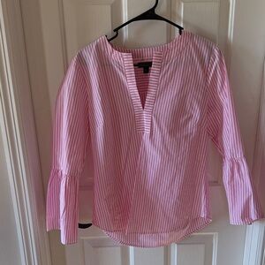J. Crew Pink and White Striped Blouse
